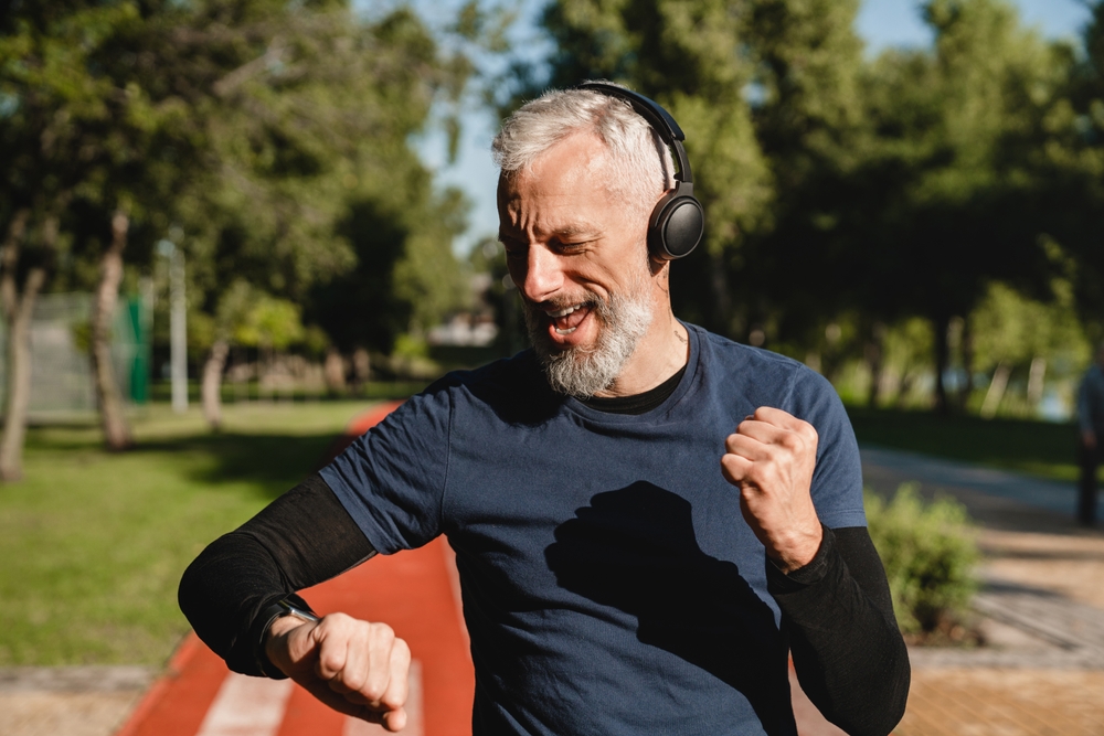 A man happy with his run and resting metabolic rate (RMR)
